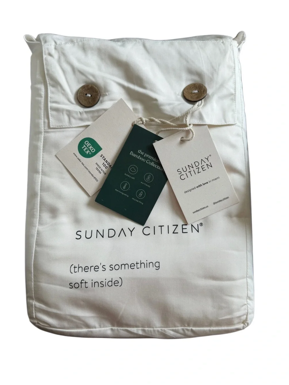 Sunday Citizen Premium Bamboo Viscose Duvet Cover Full/Queen in Off-White NWT